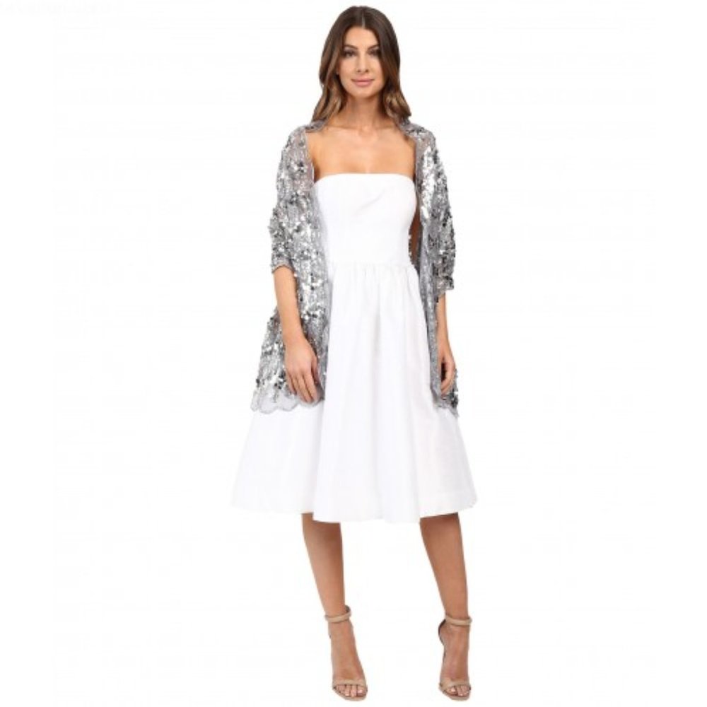 Betsey Johnson Paillette Sequin Tulle Wrap Silver